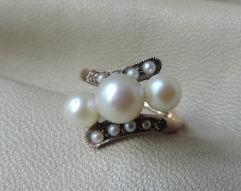 vintage pearl ring fine white pearl 10k gold ring vintage 10k yellow gold pearl ring authentic white pearl ring vintage 10k gold ring