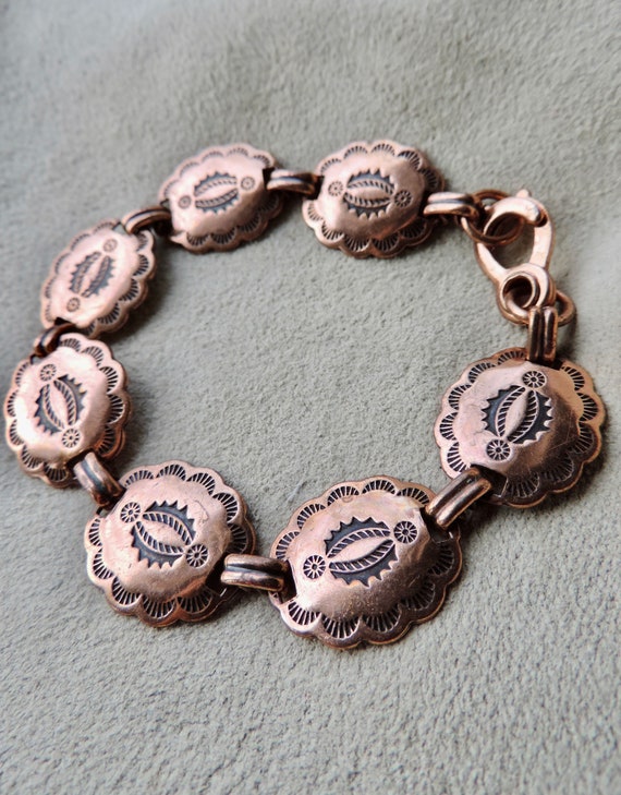 vintage bracelet copper panel bracelet stamped vin