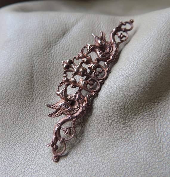antique mythology pin cast copper griffon pin ant… - image 1
