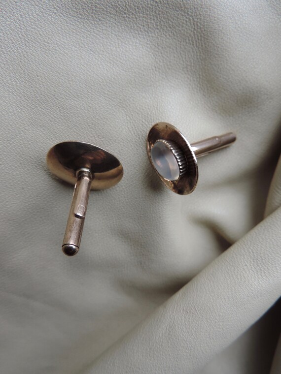 antique cuff links 10k gold moonstone cuff links … - image 9