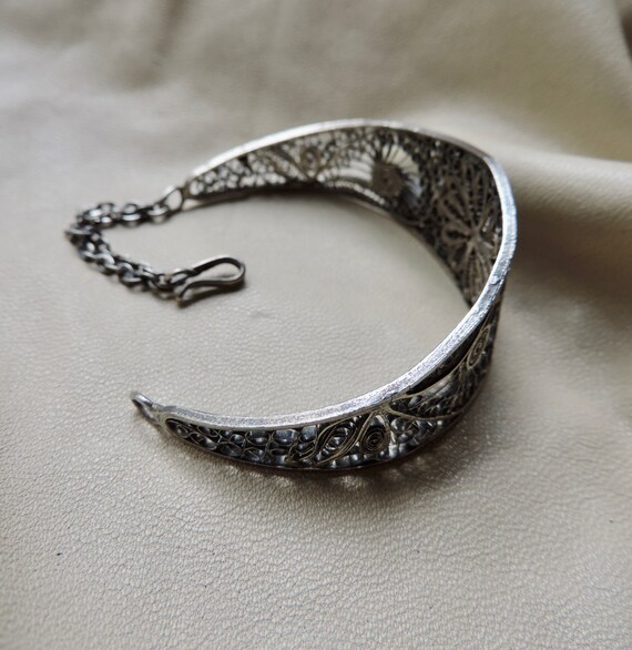 silver filigree bracelet vintage silver floral sh… - image 8