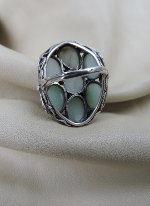 antique ring silver jade ring chinese export ring… - image 4