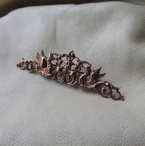 antique mythology pin cast copper griffon pin ant… - image 8