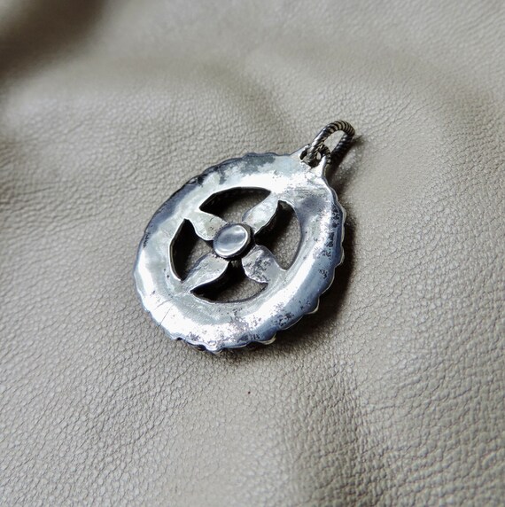 vintage sterling silver turquoise pendant handmad… - image 3