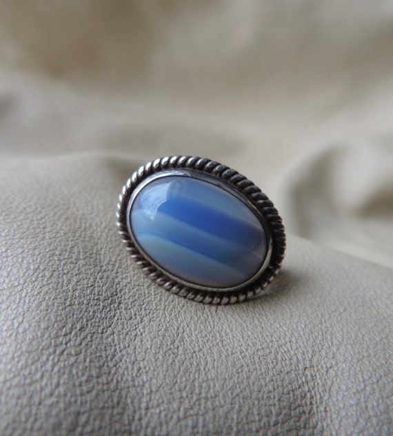 vintage pin sterling silver blue agate pin small … - image 8