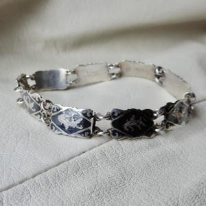 vintage sterling silver siam dancer bracelet 925 panel bracelet figurative siam panel bracelet pretty black siam sterling bracelet
