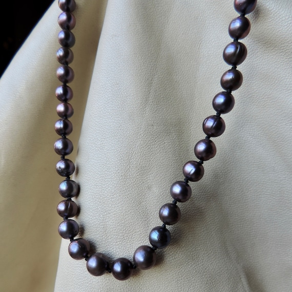 vintage real peacock pearl necklace hand knotted … - image 2