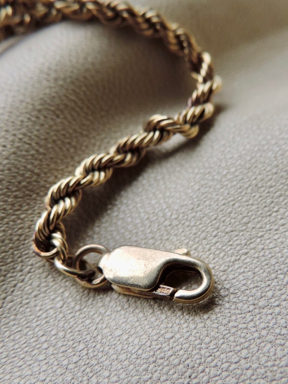 vintage gold rope bracelet 14k gold rope twist ch… - image 5