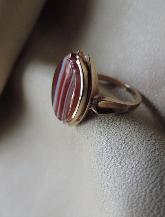 antique ring antique gold ring striped agate ring 10k gold ring antique 10k gold agate ring estate ring victorian ring View 5