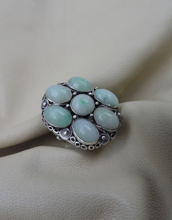 antique ring silver jade ring chinese export ring… - image 7