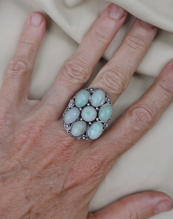 antique ring silver jade ring chinese export ring… - image 5