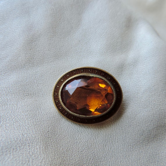 vintage pin brass glass enamel pin antique brass … - image 4