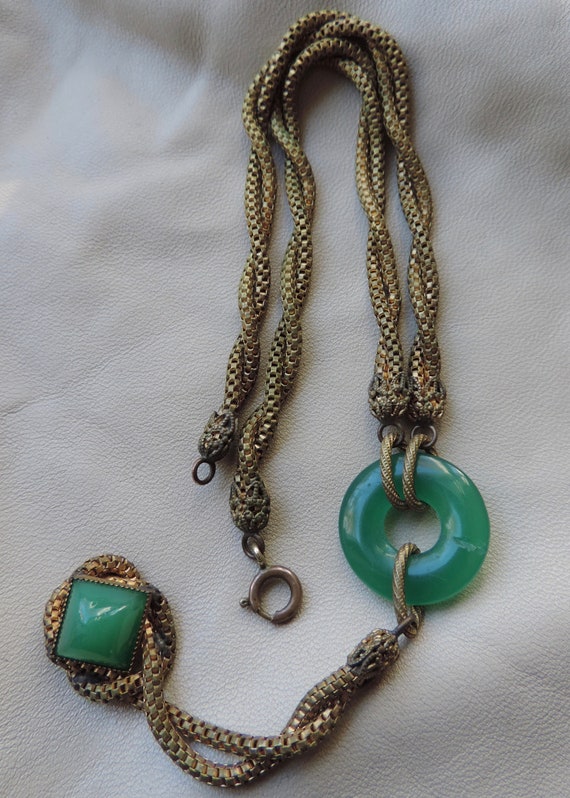 antique necklace twisted brass snake chain drop ne