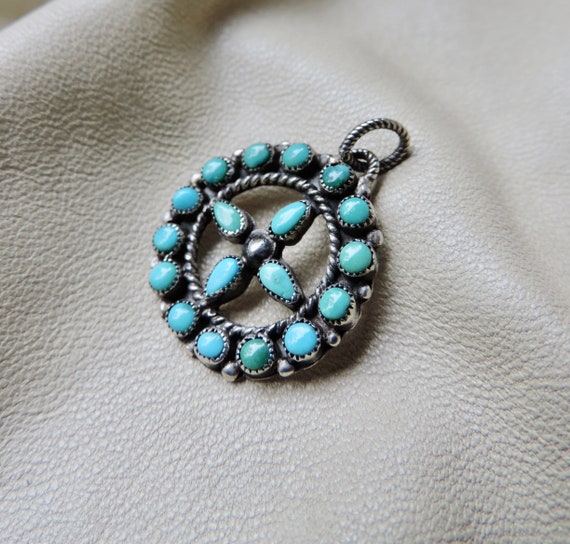 vintage sterling silver turquoise pendant handmad… - image 2