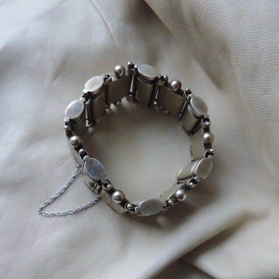antique sterling silver bracelet wide sterling pa… - image 8