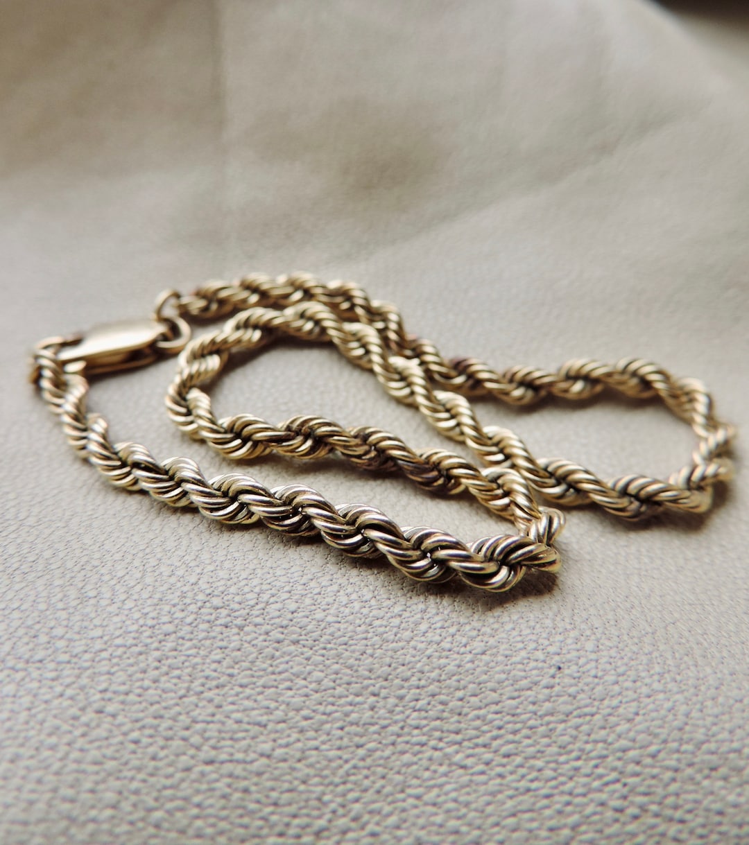 Vintage Gold Rope Bracelet 14k Gold Rope Twist Chain Bracelet 14k Chain