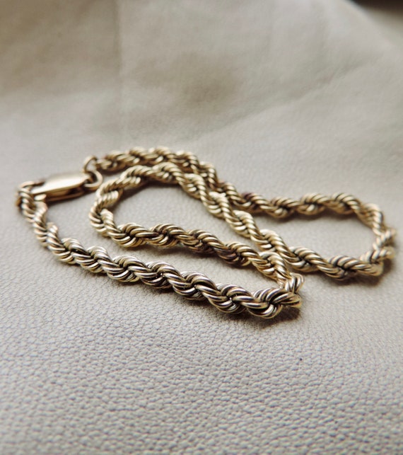 vintage gold rope bracelet 14k gold rope twist ch… - image 1