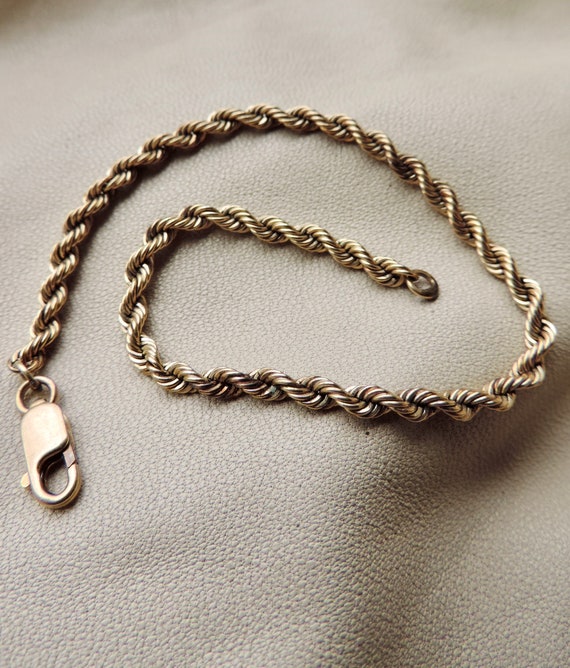 vintage gold rope bracelet 14k gold rope twist ch… - image 6