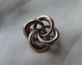 Pin vintage de oro de 10 quilates, pin giratorio, pin vintage de oro amarillo de 10 quilates, pin de rueda, pin vintage de oro milgrain de 10 quilates, pin de círculo entrelazado