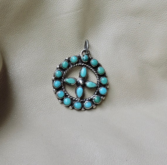 vintage sterling silver turquoise pendant handmad… - image 6