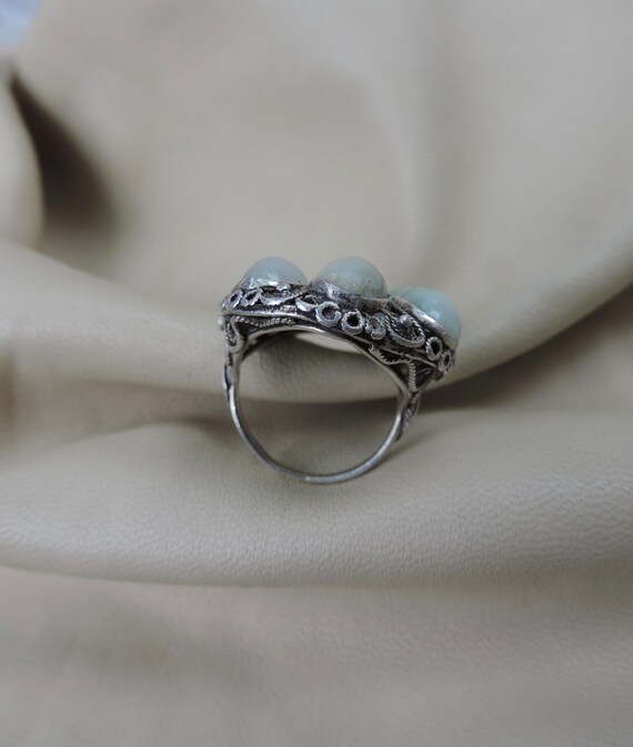 antique ring silver jade ring chinese export ring… - image 6