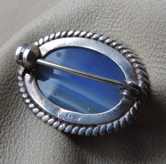 vintage pin sterling silver blue agate pin small … - image 9
