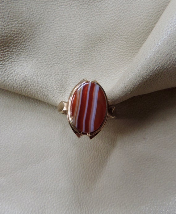 antique ring antique gold ring striped agate ring 