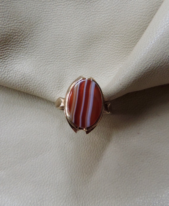 antique ring antique gold ring striped agate ring 10k gold ring antique 10k gold agate ring estate ring victorian ring