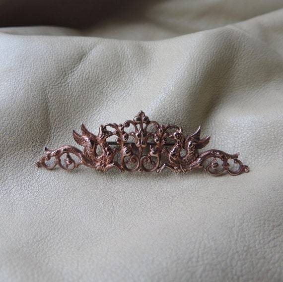 antique mythology pin cast copper griffon pin ant… - image 2