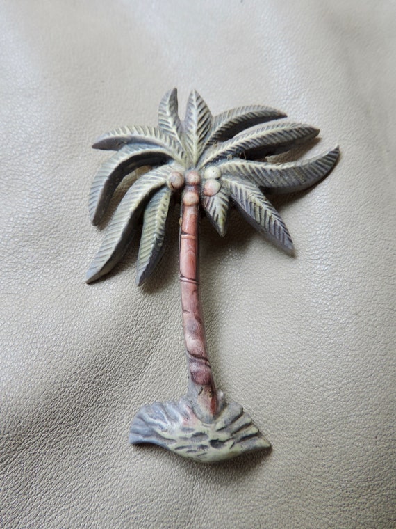 vintage celluloid palm tree pin antique pin cellu… - image 1