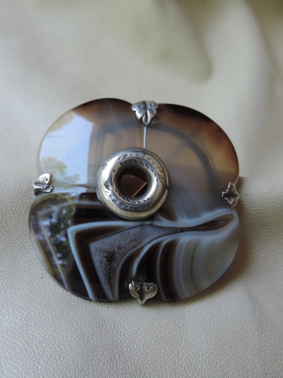 antique brooch antique polished agate stone pin st