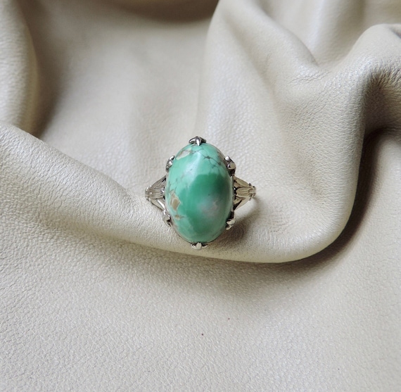 antique ring antique 14k gold ring art deco ring 14k white gold gemstone ring antique green stone ring 14k jasper ring 14k gold art deco