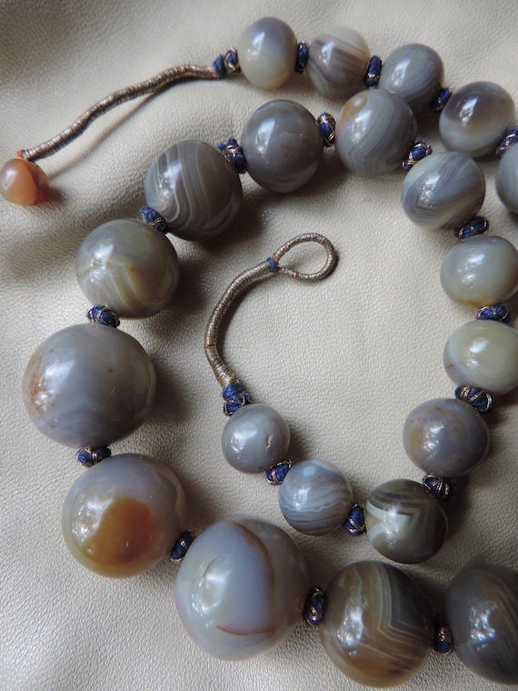 vintage stone bead necklace large agate bead neckl