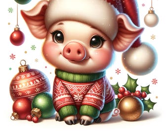 Clipart ze zwierzętami na Boże Narodzenie, 10 uroczych zwierząt na święta, cyfrowe pobieranie, pliki JPG w wysokiej rozdzielczości, dziennik śmieci, rękodzieło papierowe, Boże Narodzenie, do użytku komercyjnego