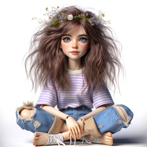 Imágenes prediseñadas de chicas caprichosas, 10 chicas originales en PNG, JPG de alta resolución, muñeca adorable, diseños para sublimación, diario basura, arte digital de chicas, uso comercial