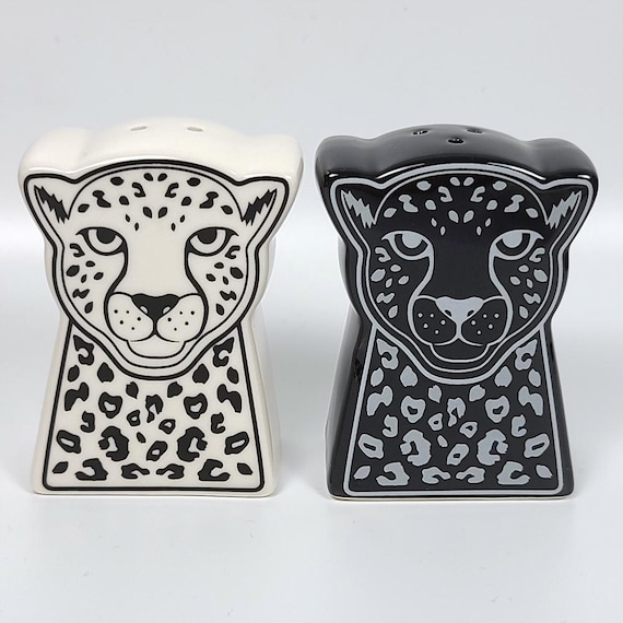 Stay Wild JAGUAR Salt and Pepper Shakers, Black & White