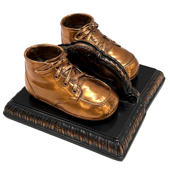 Vintage Bronzed Baby Shoe Bookends