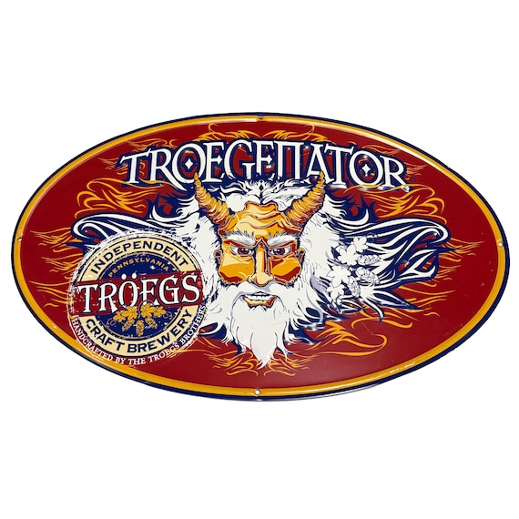 Troegs Brewing TROEGENATOR Tin Tacker Sign, 16" x 10"