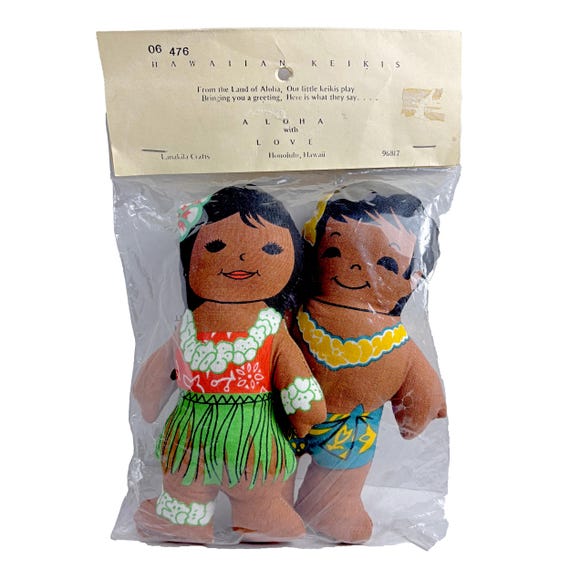 Vintage Handmade Hawaiian Keikis Plush Dolls by Lanakila Crafts