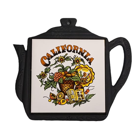 1980s CALIFORNIA Teapot Tile Trivet by Karol Western