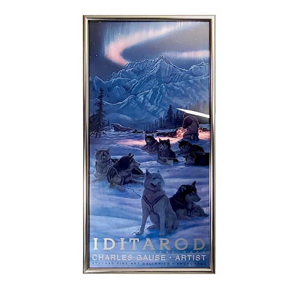 IDITAROD Charles Gause 1989 Framed Alaskan Gallery Print