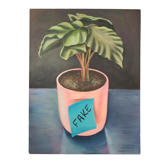 Fake Plant Acrylic Painting by Tien Le