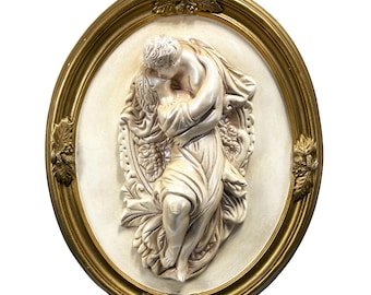 Entwined Lovers Vintage Chalkware Wall Plaque 16"
