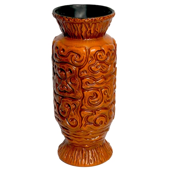 Burnt Orange MCM Haeger Tiki Vase