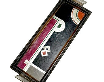 Taca do serwowania koktajli w stylu art déco, malowana od tyłu, 15x43 cm, Bauhaus Suprematism