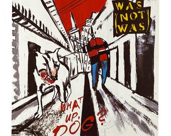 Plakat promocyjny sklepu płytowego Vintage WAS (NOT WAS) What Up Dog z 1988 roku, płaski