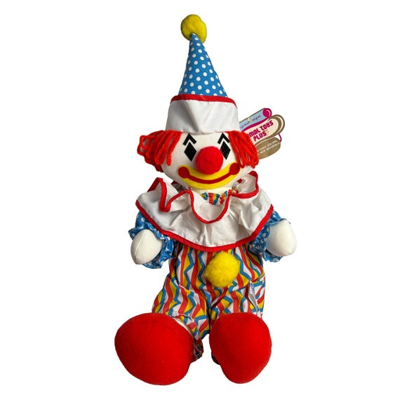 1982 Clown Doll by Animal Toys Plus, 17" with tag