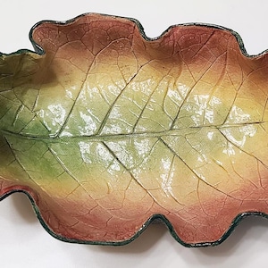 Ceramic TOBACCO LEAF Server Bowl, Signed Art Pottery, McCaslin