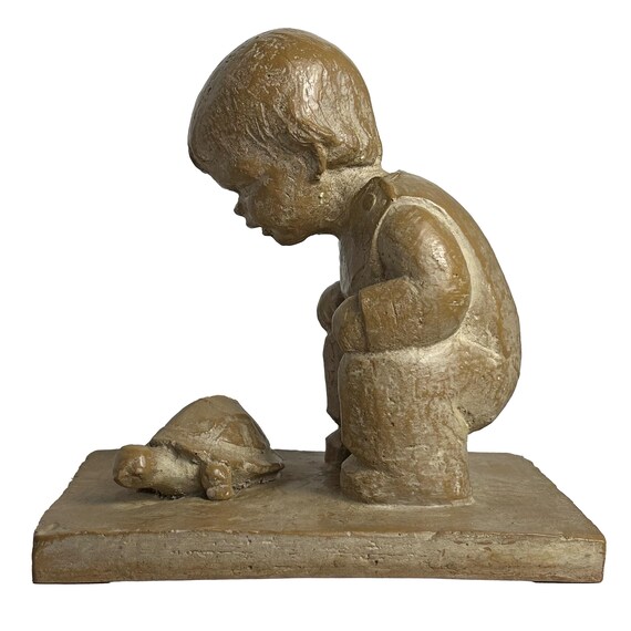 Haeger BOY AND TURTLE Statuette by Martie Strubel