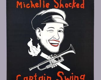 Michelle Shocked's Captain Swing 1989 Plakat promocyjny sklepu płytowego Flat